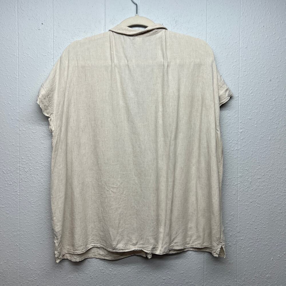 Old Navy Linen Blend Button Front Womens Shirt XL Oversized Beachy Lagenlook - Picture 6 of 10